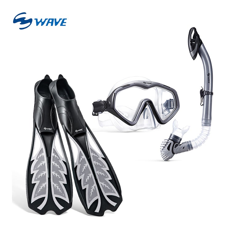 Wave Sport Metallic Silver Snorkeling Combo Set S/M/L freeshipping - wave-china