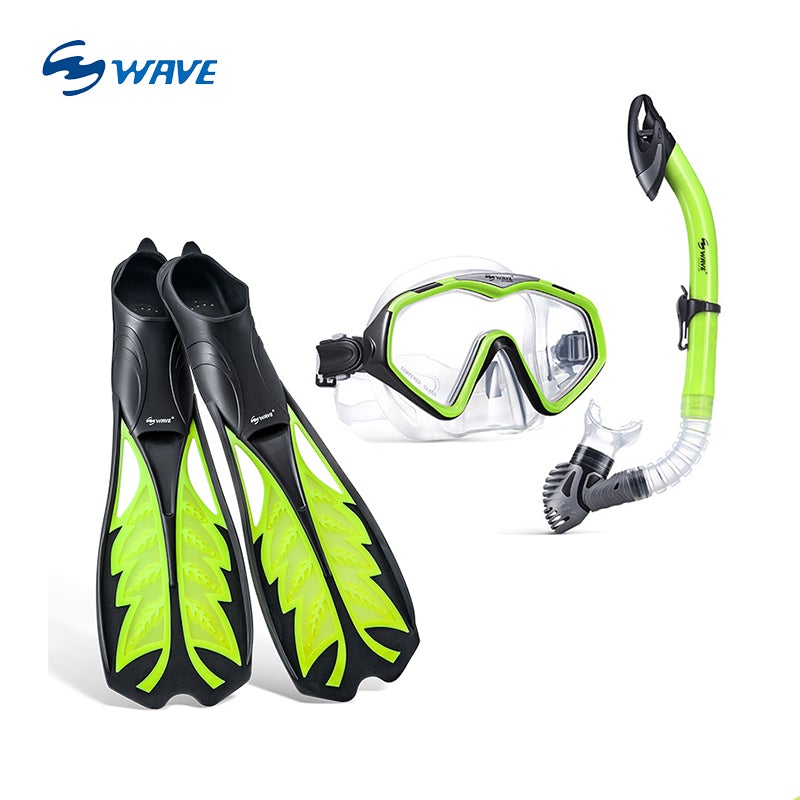 Wave Sport Fluorescent Yellow Snorkeling Combo Set S/M/L freeshipping - wave-china
