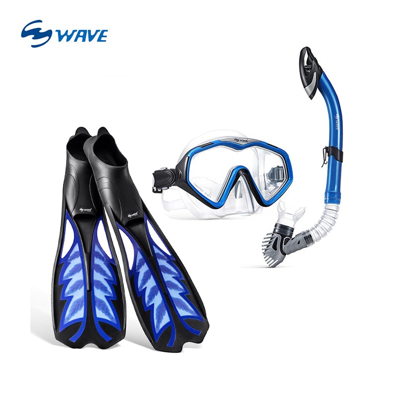Wave Sport Metallic Blue Snorkeling Combo Set S/M/L freeshipping - wave-china