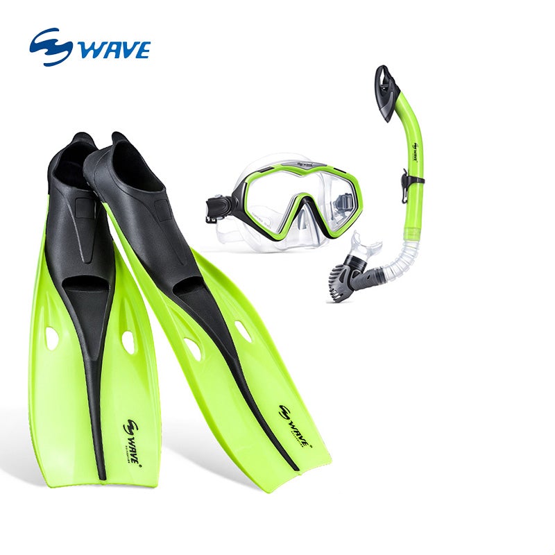 Wave Sport Fluorescent Yellow Snorkeling Combo Set XS/S/M/L freeshipping - wave-china