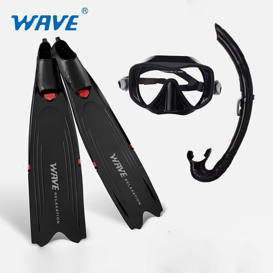 Wave Sport Free Diving Red Black Long Fins Combo Set freeshipping - wave-china